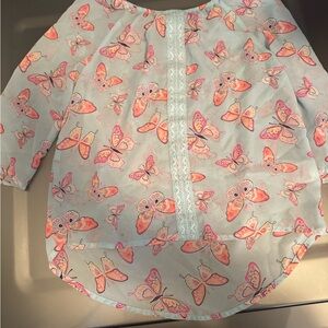 Faded Glory Pink and Blue Butterfly Top